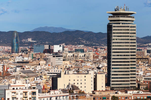 Barcelona cityscape from Miramar, Montjuic, Barcelona, Spain.