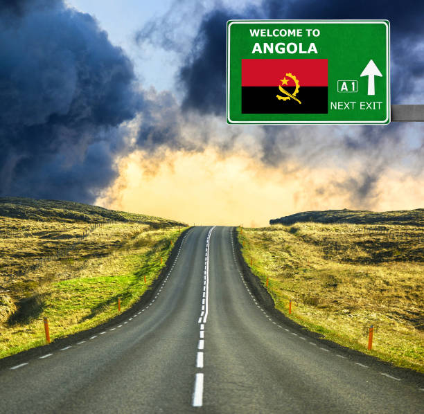 istock Angola road sign against clear blue sky 657103700