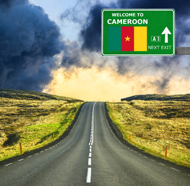 istock Cameroon road sign against clear blue sky 657105874