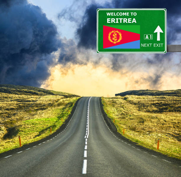 istock Eritrea road sign against clear blue sky 657106046