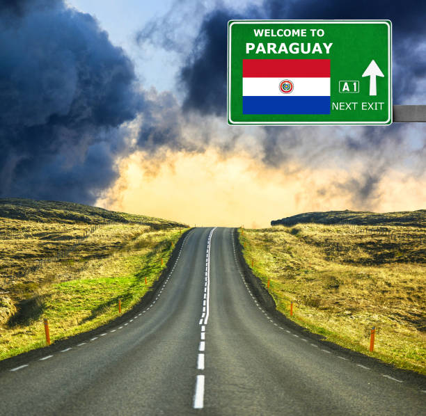 istock Paraguay road sign against clear blue sky 657106512