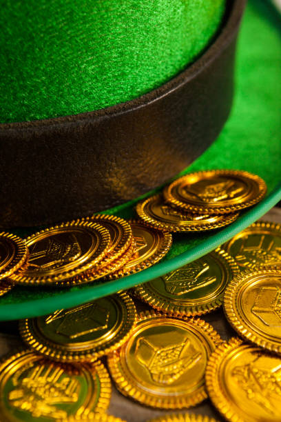 istock St Patricks Day leprechaun hat with gold chocolate coins 657111398