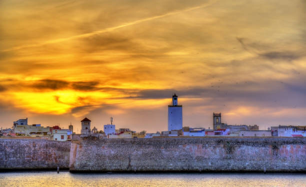 panorama auf die portugiesische stadt mazagan in el-jadidia, marokko - el jadida stock-fotos und bilder