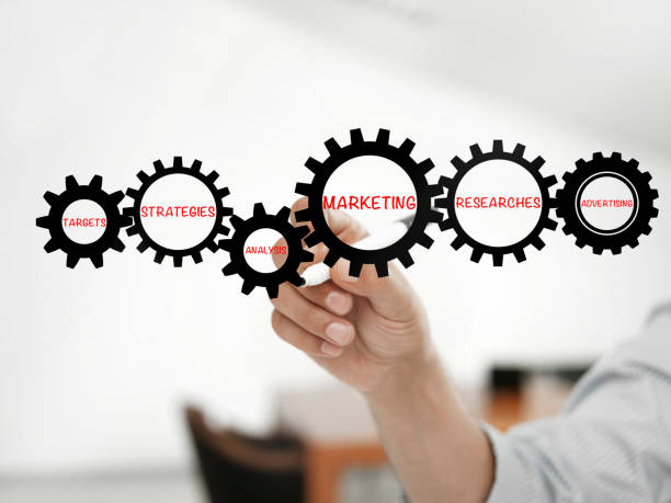 istock Businessman writing marketing components on a vitual board 657119342