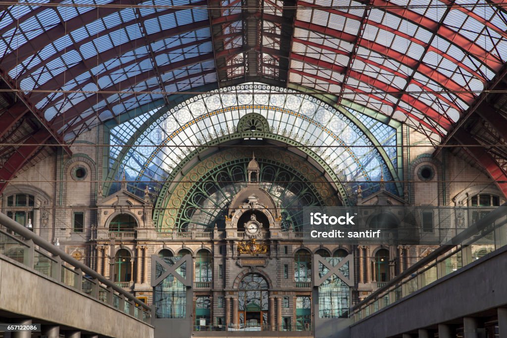 Antwerp Central Railway Station Antwerp Central Railway Station in Antwerp, Belgium. Antwerp City - Belgium Stock Photo