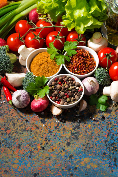 istock assortment of spices and fresh organic vegetables 657122778