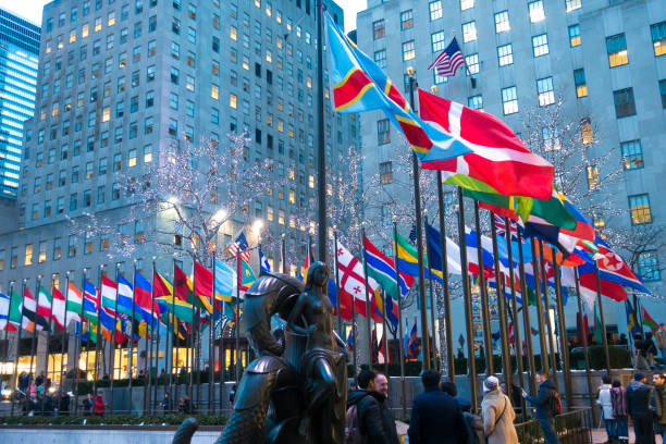 Architectural buildings at the Rockfeller center. Architectural buildings at the Rockfeller center. rockefeller ice rink stock pictures, royalty-free photos & images