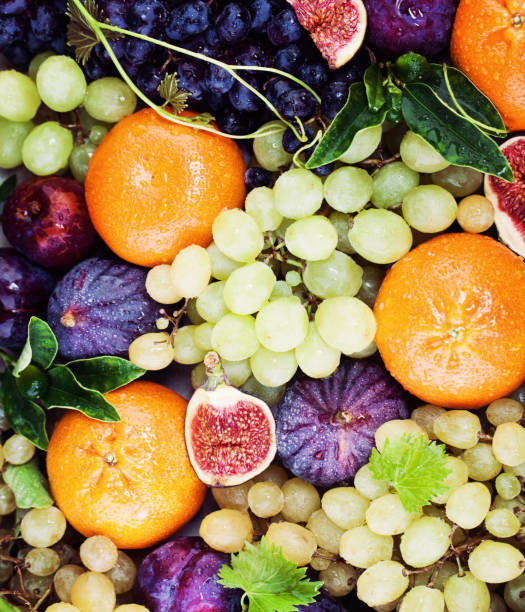 istock Colorful Fruit, Summer Food Background with Grape, Orange, Figs 657130812