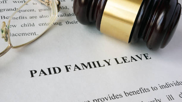 Page with title Paid family leave and gavel.