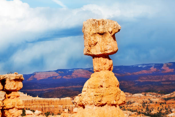 Sandstone earth material exposed to erosion action at Bryce Canyon National Park, Utah, USA