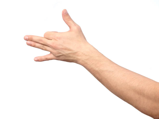 istock Gesture male hand indicating dog face isolated on white background 657139728