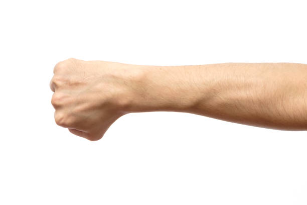 Male clenched fist, isolated on a white background