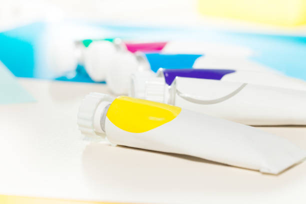 istock Tubes of multicolored oil paint with copy-space 657161190
