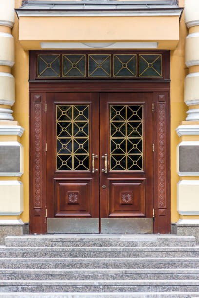 istock Reseblence wooden brown door 657162654