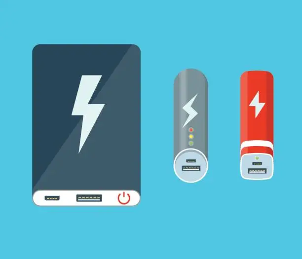 Vector illustration of Isolated power banks.