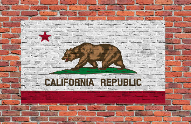 istock Flag of California painted over brick wall 657173824