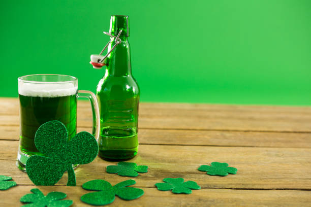 istock St Patricks Day green beer with shamrock 657175316