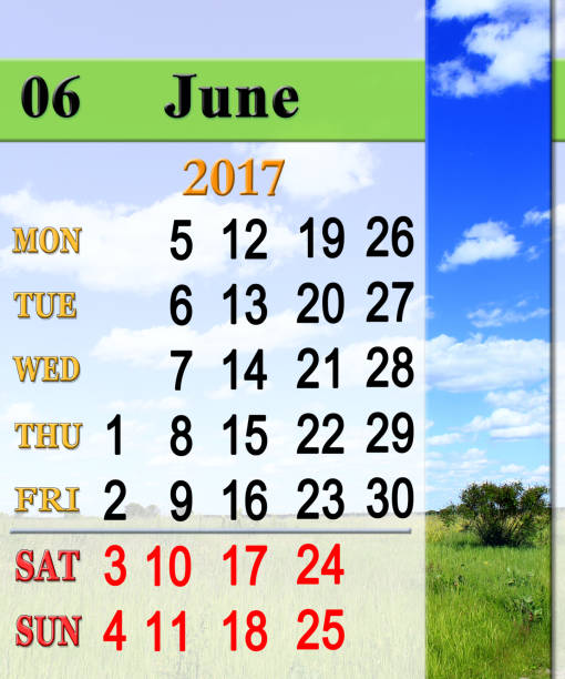istock calendar for June 2017 on the background of summer 657188216