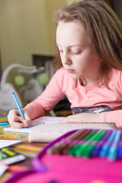 istock Little girl drawing 657188682