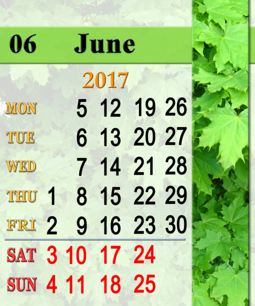 istock calendar for June 2017 with image of maple 657189006