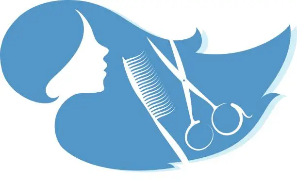 Vector illustration of Silhouette of a girl for a beauty salon