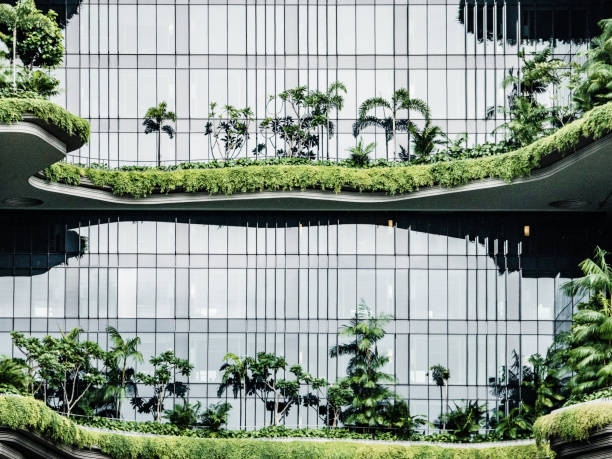Parkroyal hotel in Singapore Designed by studio WOHA this building is known because the vertical gardens planted in the many balconies of the building. More than 15.000 square meters of lush vegetation are part of this building. This is part of the growing trend to build more sustainable buildings that have less impact on the environment.
