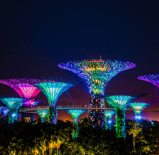 Giardini vicino alla baia di notte Singapore - foto stock