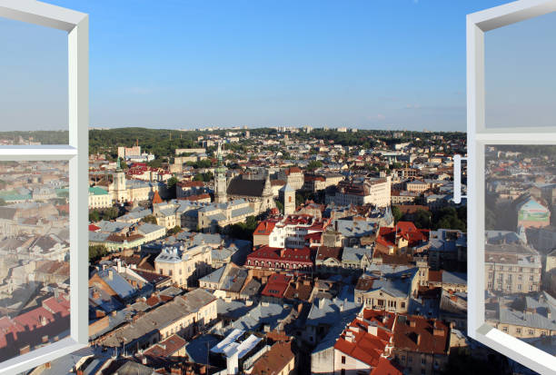 istock modern window with view to Lviv from above 657203926