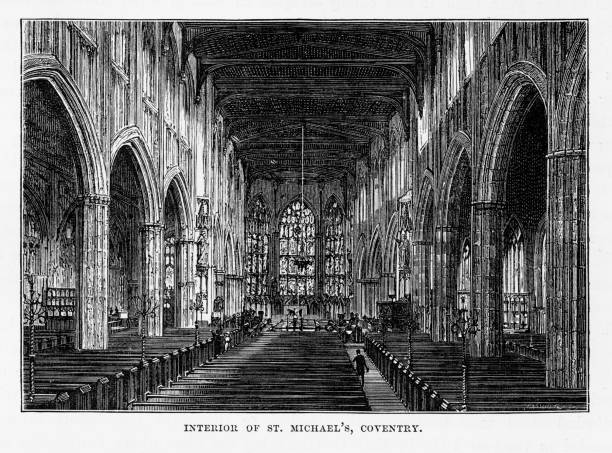 istock St. Michael’s Coventry in Litchfield, Staffordshire, England Victorian Engraving, 1840 657207090