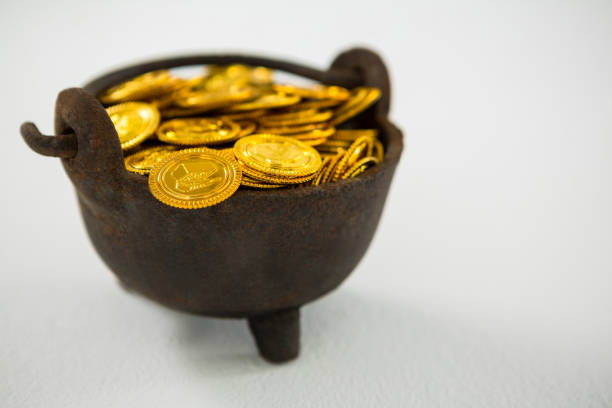 istock St. Patricks Day pot filled with chocolate gold coins 657210510