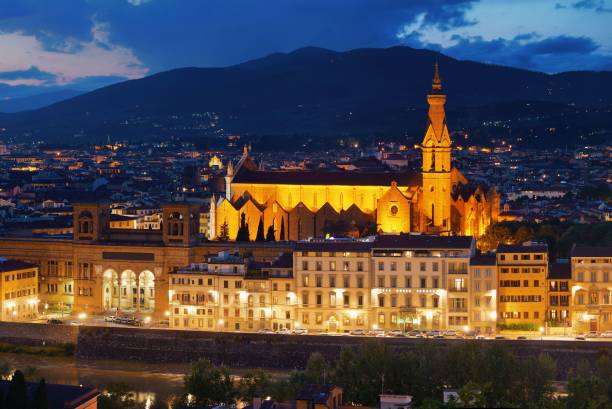 istock Basilica di Santa Croce Florence at night 657219976