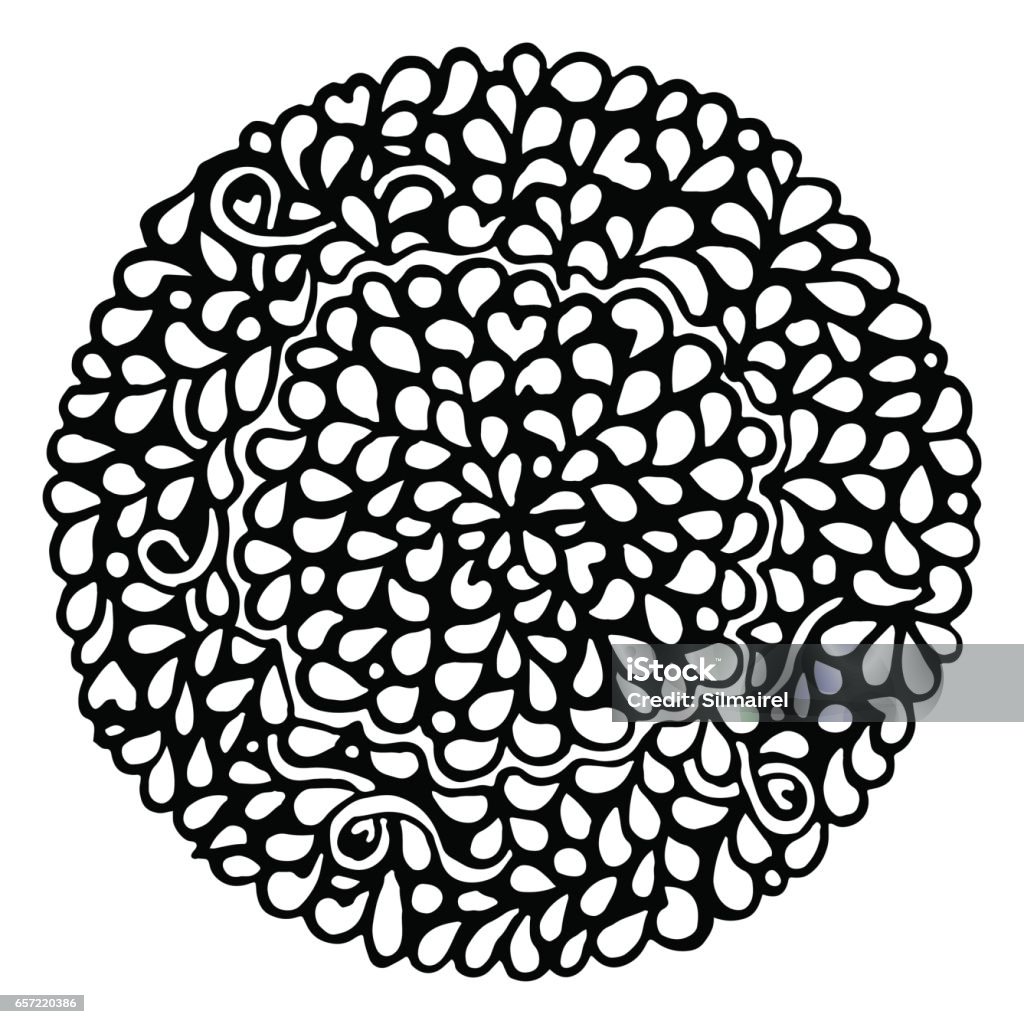 Doodle Monochrome Black And White Circle Ornamental Mandala Vector