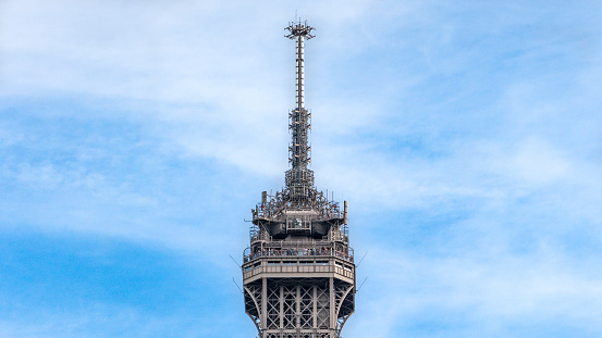 Paris, France - September 10, 2016:  Top part of the Eiffel Tower