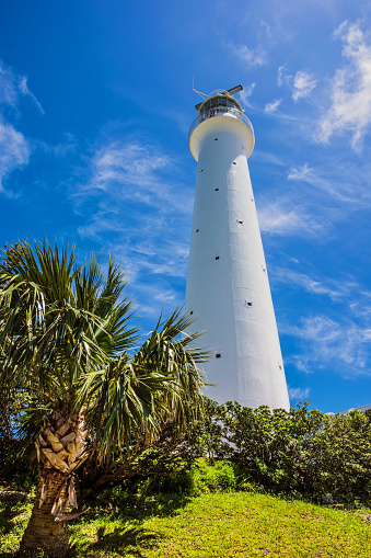Looking up at the Gibbs Hill Lighthouse in Southampton Parish, Bermuda.