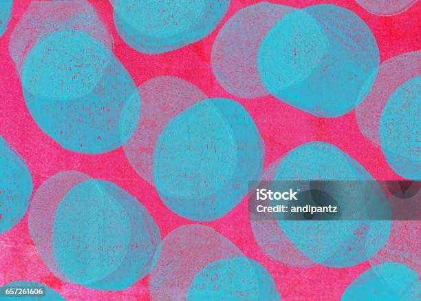 Retro Handmade Background With Pink And Blue Stock Photo - Download Image Now - Pattern, Art, Painted Image