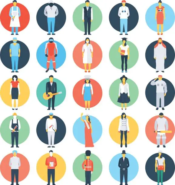 Vector illustration of Professions Colored Vector Icons 2