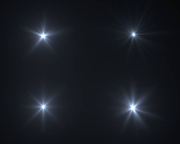 Realistic digital lens flare in black background Realistic digital lens flare effects in black background bright spot stock pictures, royalty-free photos & images