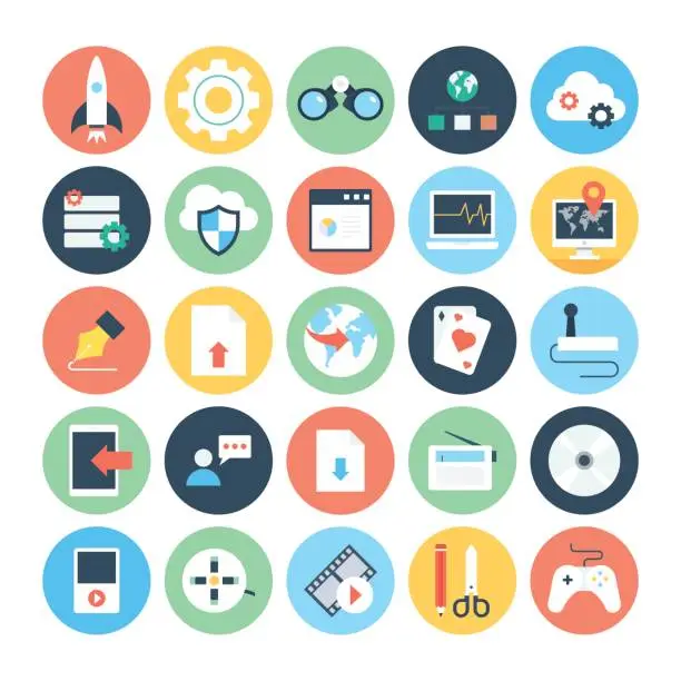 Vector illustration of Web and Networking Flat Vector Icons 3