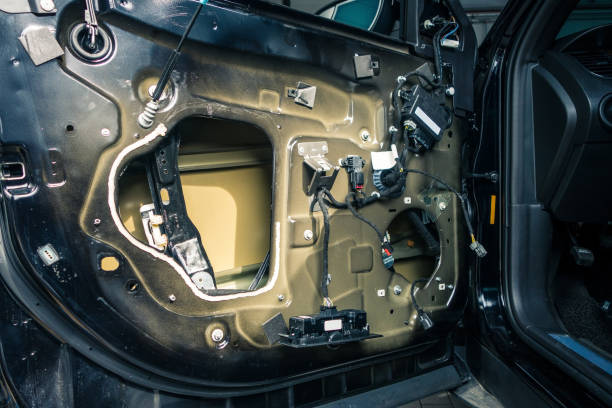 istock disassembled vehicle door in garage shop 657283576