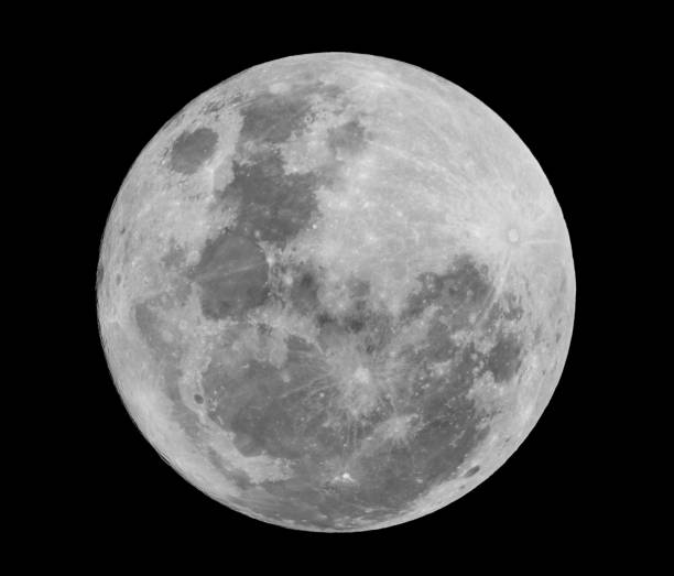 Super full moon on black background stock photo