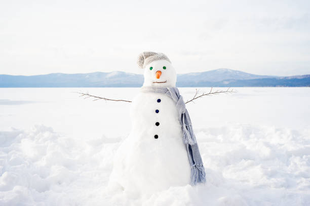 Snowman in a scarf and hat