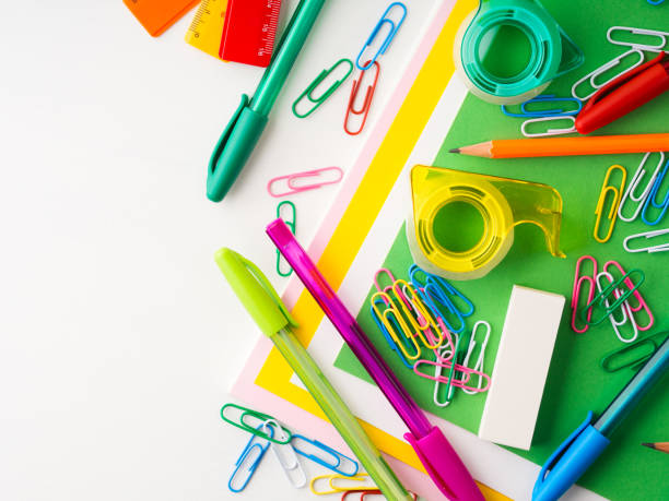 istock Stationery colorful school writing tools accessories pens 657323928