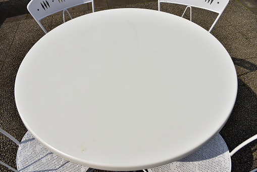 Scenery of outdoor white round table