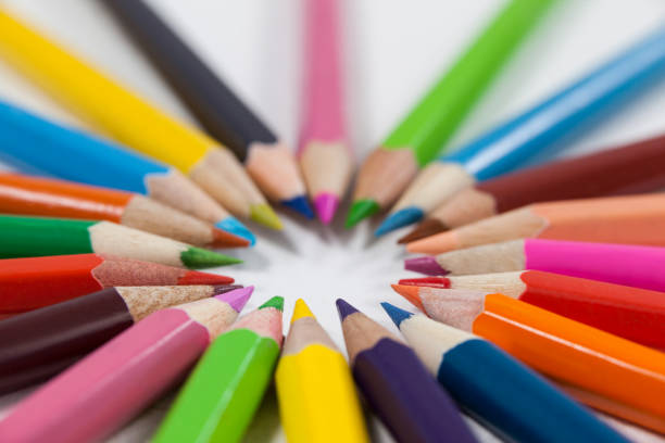 istock Close-up of colored pencils arranged in a circle 657331286