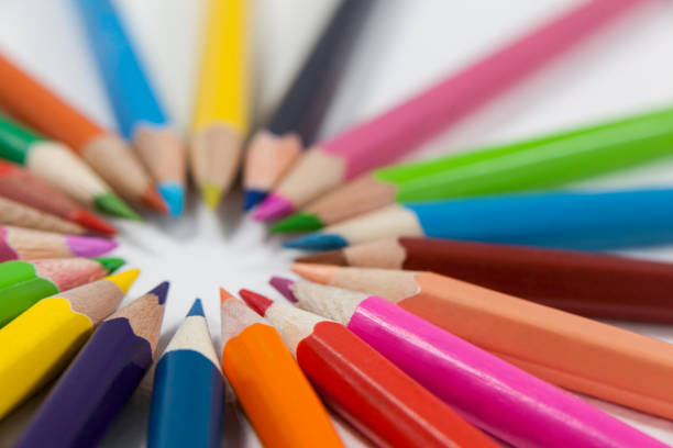 istock Close-up of colored pencils arranged in a circle 657331318