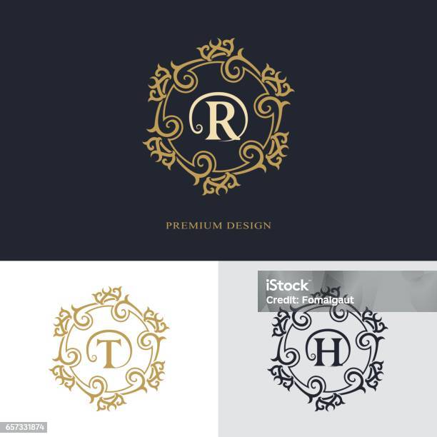 Monogram Rht Ideas Luxury Abstract Monogram Graceful Template Calligraphic Elegant Line ...