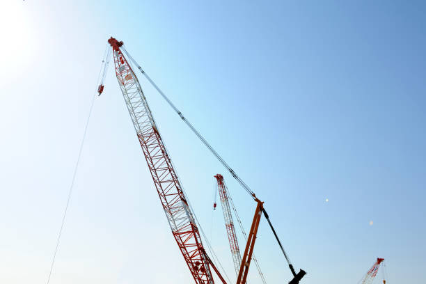 istock Low angle view of crane against clear sky 657338836