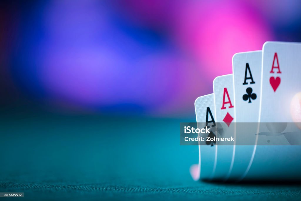 poker game casino theme, poker game, aces Playing Card Stock Photo
