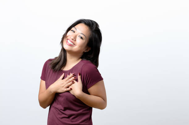 istock Young woman showing her heartfelt gratitude 657342648