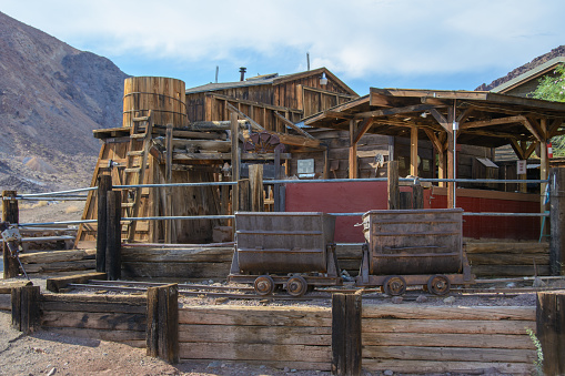 Calico, California, USA - July 2, 2015: Old abandoned mine for the extraction of silver in the ghost town of Calico